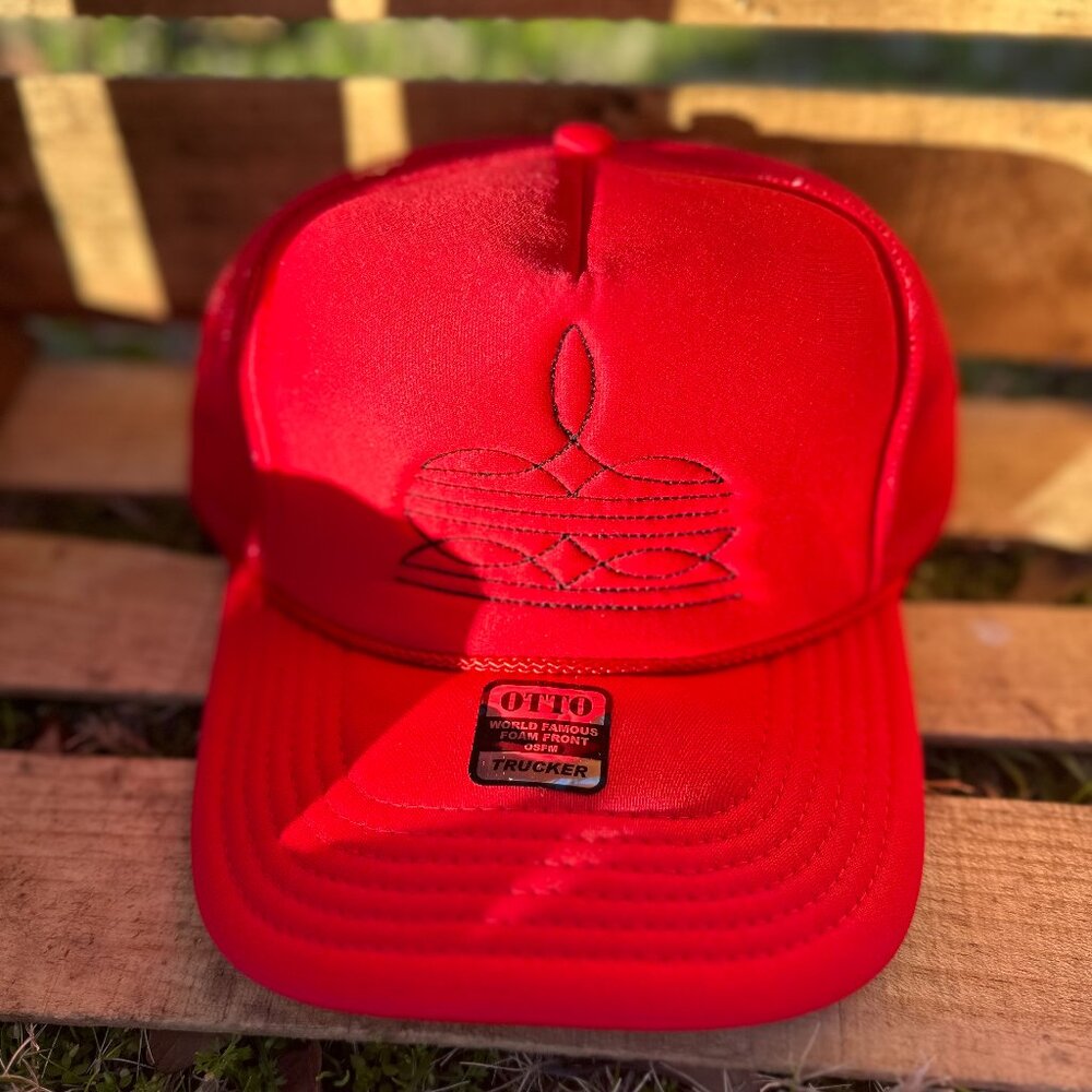 Boot Stitch Truck Hat- Red/Black